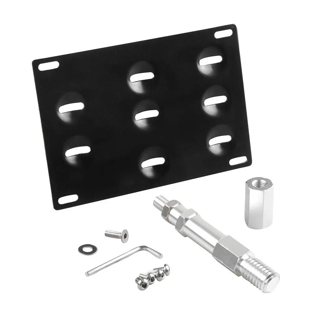 

Front Bumper Tow Hook License Plate Holder Bracket for Audi A4 2010-15 Black