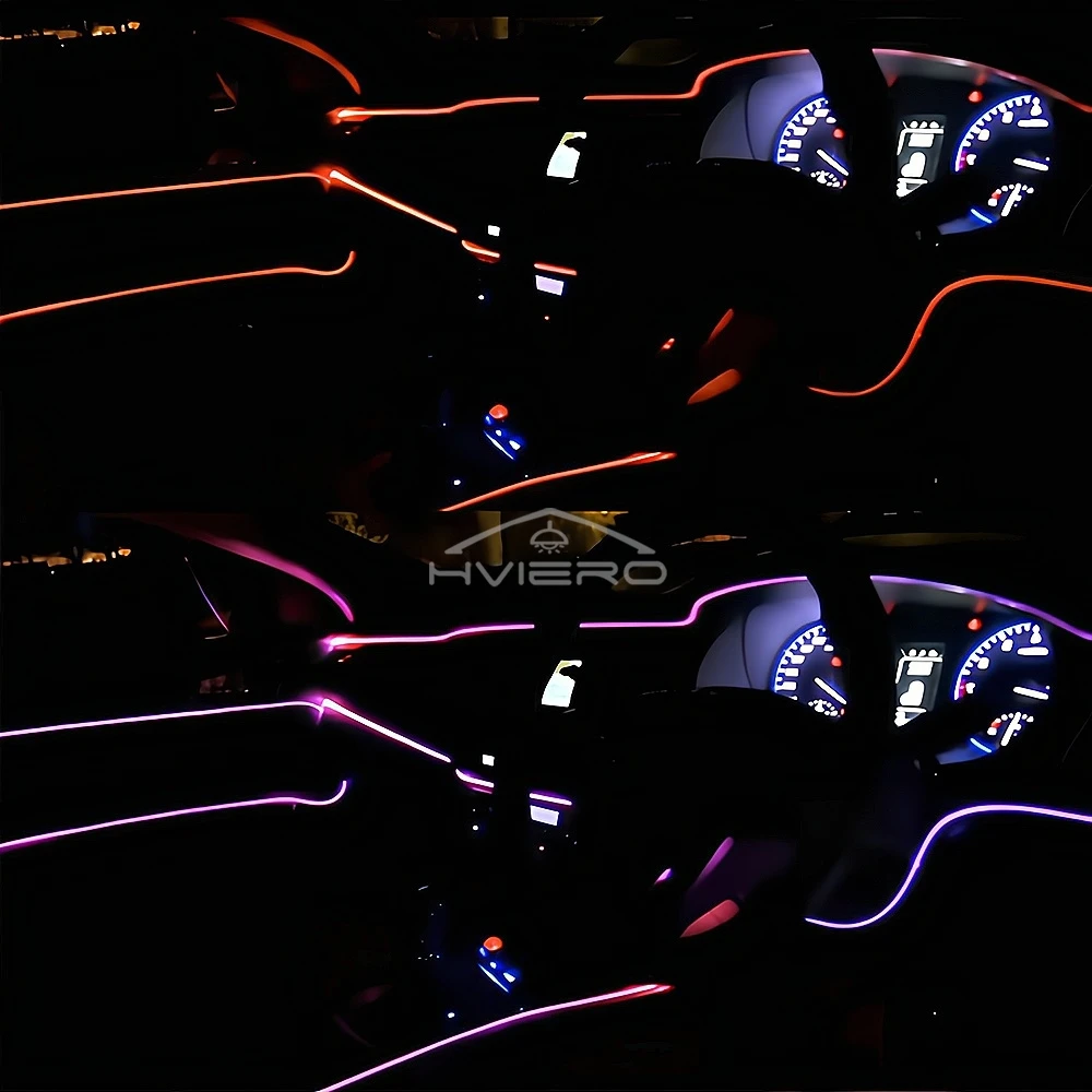 2M Universal Cars Interior Lighting LED Strip Decorations Garland Wire Ropes Tube Line Flexible Neon Lights USB Drive