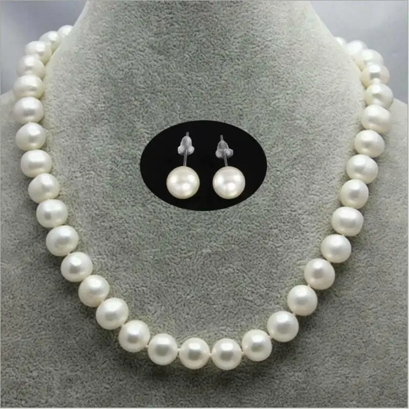 

Ele Simple Pearl Nelace Set for Women 8mm Glass Pearls Clavicle Chain Earrings Jewelry Accories Autumn Season