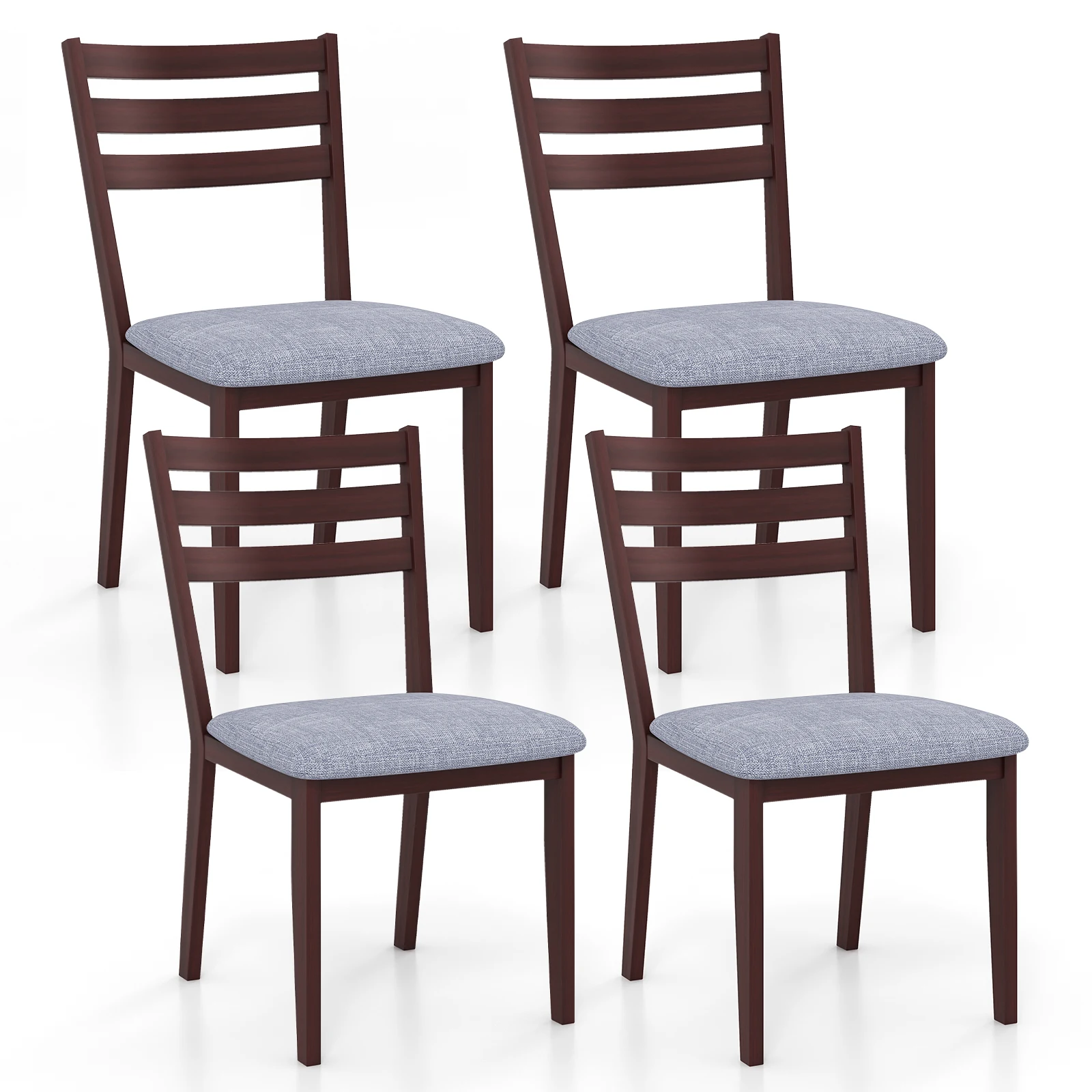 Upholstered Dining Chair Set of 4 Armless Cushioned Seat Hollow Curved Backrest