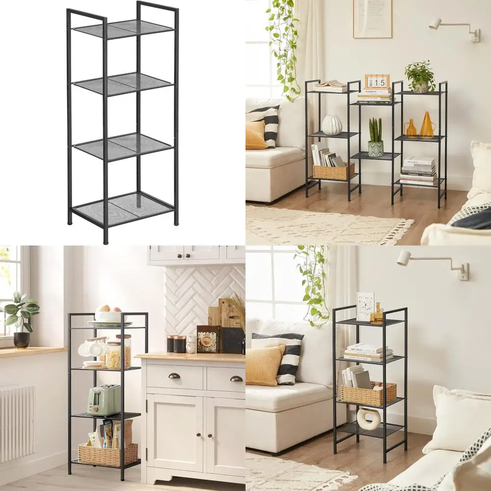 

4-ярусная регулируемая подставка для растений для дома, ванной комнаты, гостиной и кухни - черная UBSC034B01