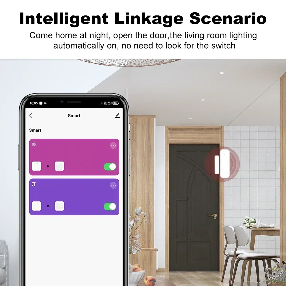Tuya ZigBee مستشعر الباب كاشف الاتصال المغناطيسي في الوقت الحقيقي إنذار مراقبة الأمن للمنزل الذكي يعمل مع Alexa Google Home