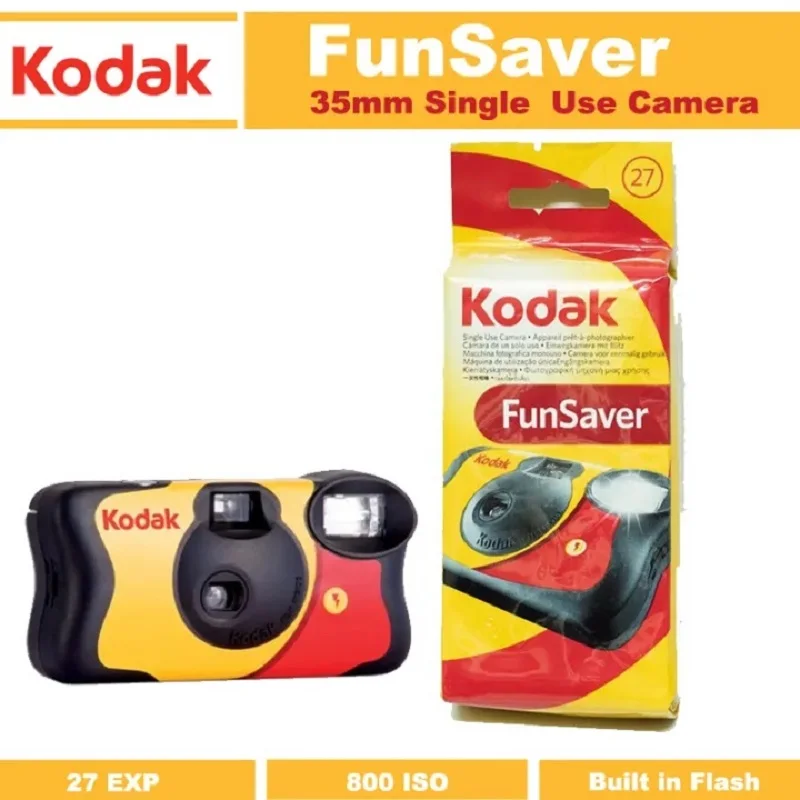 Original Kodak FunSaver Single Use Camera With Flash 1/3/5 Pcs Disposable Point-and-Point Film Cameras 27 Sheets 39 Sheets