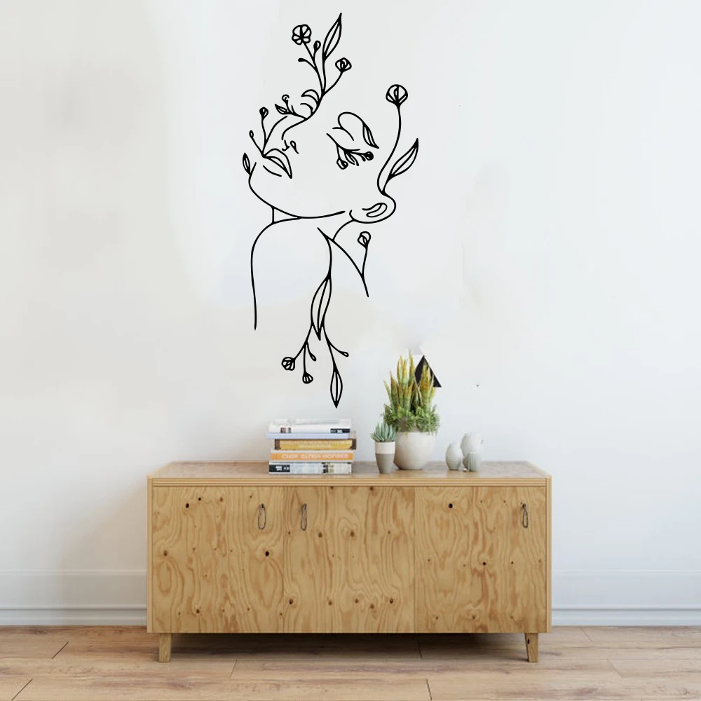 Beauty Spa Salon Center Wall Sticker Decal Women Face Flower Vinyl Shop Decor Mural