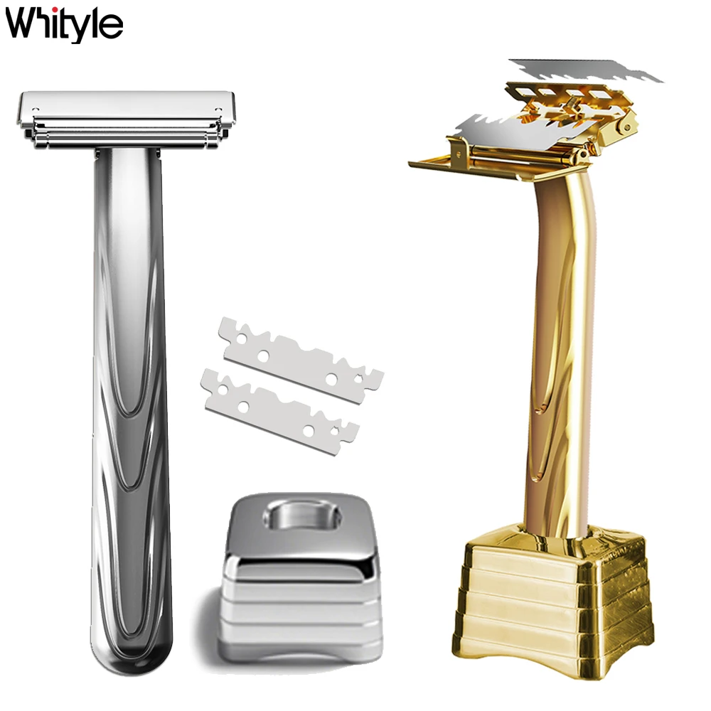 Whityle 21TS Glide Pro 4D Super Safety Shaving Shaver with Stand for Man Women Haft One Blade ECO-friendly Metal Razor Gift Box