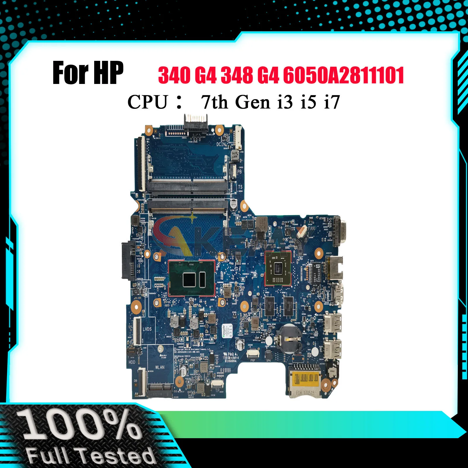 

6050A2811101 Материнская плата для ноутбука HP 340 G3 348 G3 с процессором i3 i5 6/7 V2G DDR4 913103-601 100% полностью протестирована