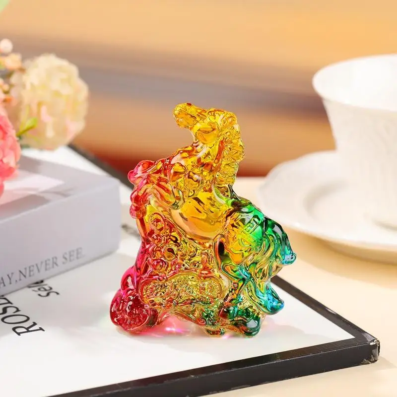1Pc 2026 Zodiac Horse Statue Feng Shui Collection Crystal Light Luxury Horse Sun Catcher Ornament Home Desktop Decoration