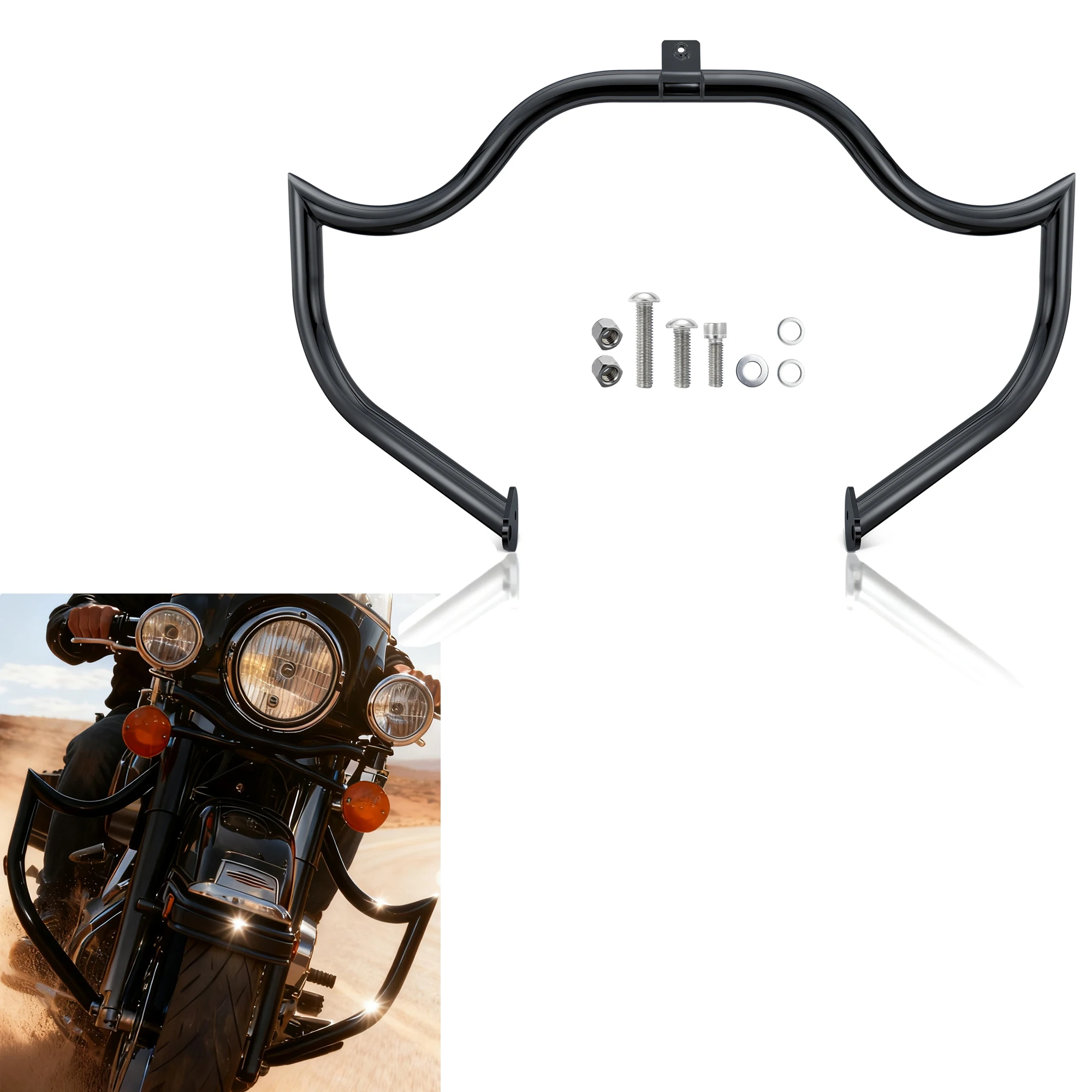 

Touring Meathook Engine Guard Highway Bar for Harley Street Glide FLHX Electra Glide FLHT Road King FLHR 1997-2008