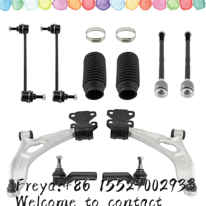 Suspension 12x Front Control Arms Ball Joints Tie Rods End Kit for Focus/C-MAX 2012-2018