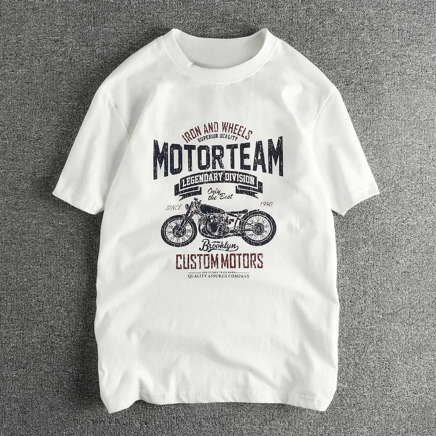 

Retro Motorcycle T-shirt Men's Summer Comfortable Loose Short-sleeved Cotton Crew Neck Top Fashion Trend Men's Clothing