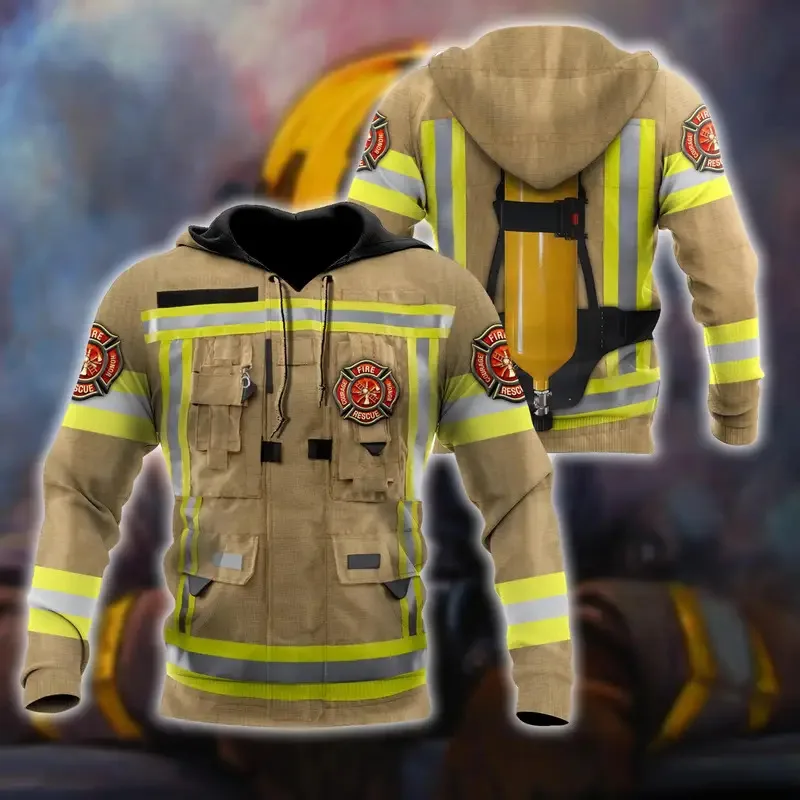 

Мужская толстовка с 3D-принтом Strong Firefighter Art, осенне-зимняя толстовка унисекс класса люкс, пуловер на молнии, повседневная уличная одежда KJ394
