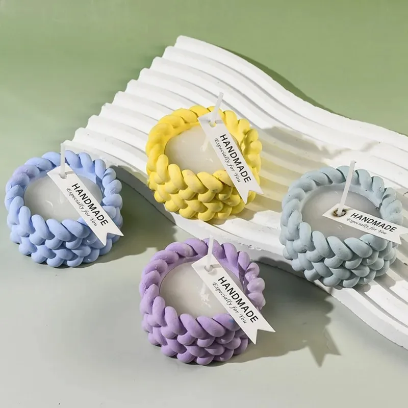 DIY Hanf Seil Kerze Tasse Silikon Form Gips Aromatherapie Kerzenhalter Desktop Dekoration Ornament Harz Form Hause Handwerk