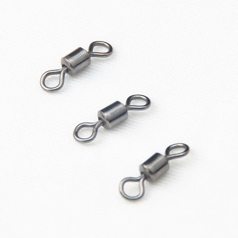 250PCS/Box Fishing Swivels Ball Bearing Swivel with Safety Snap Solid Rings Rolling Swivel for Carp Fishing Accessories