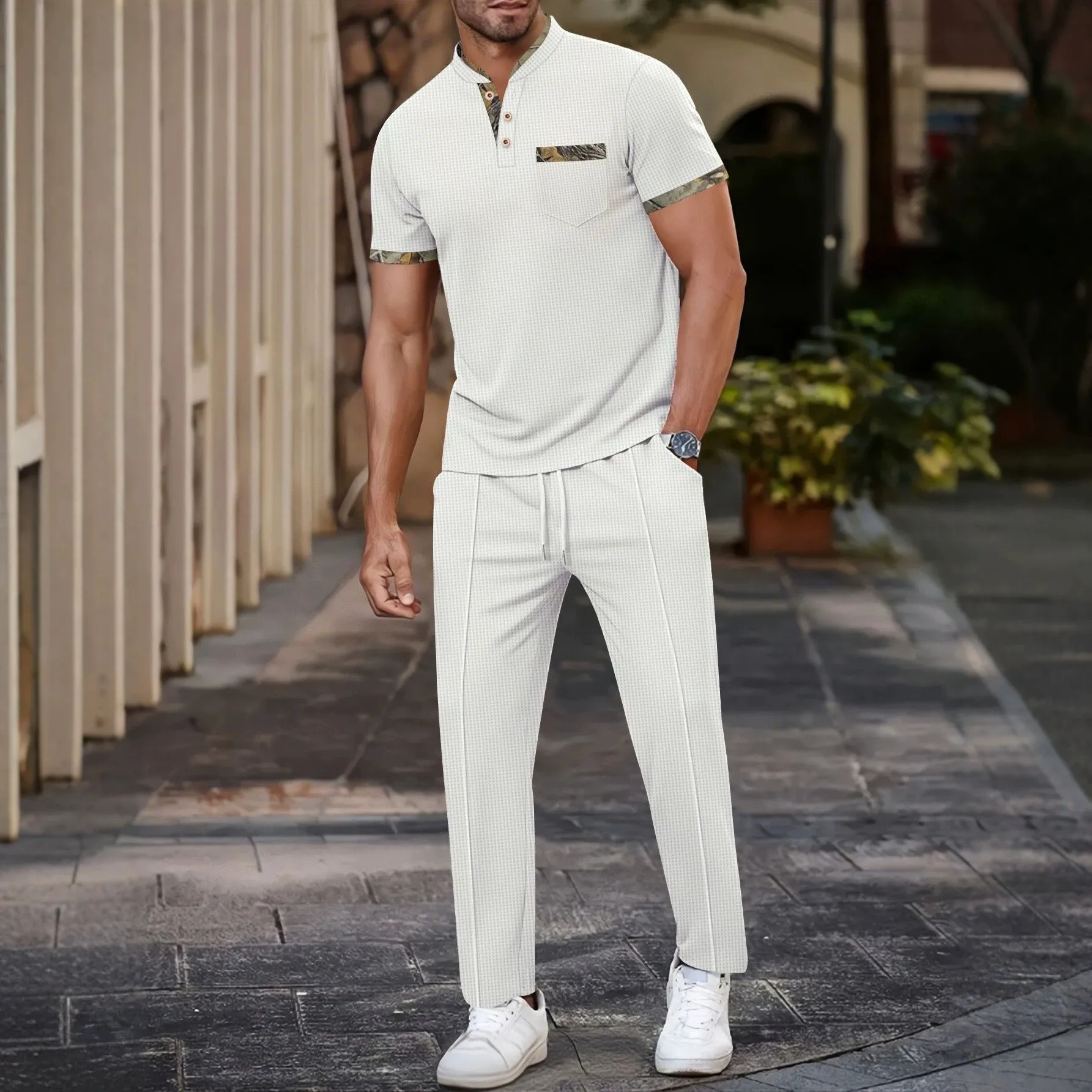 

New Style Cotton Linen Striped Mens Beach Shorts Multi Pocket Drawstring Comfort Breathable Summer Casual Short Pants