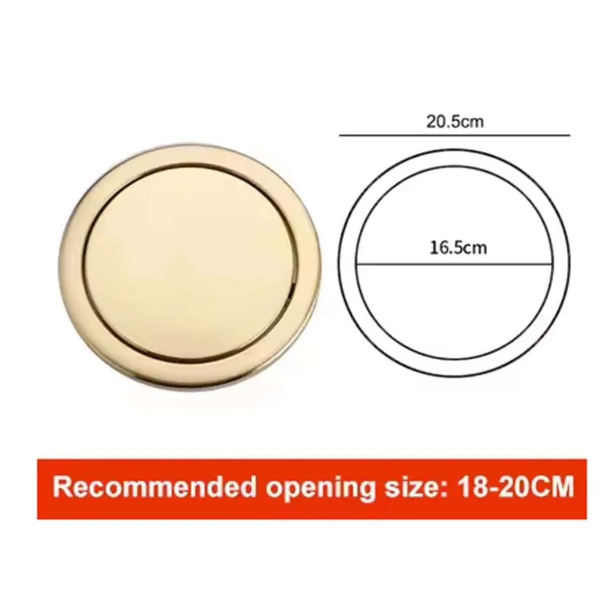 AT16 Stainless Steel Trash Can Lid Cover Recessed Countertop Garbage Bin Flap for Kitchen Bathroom Built-in Flush Mount