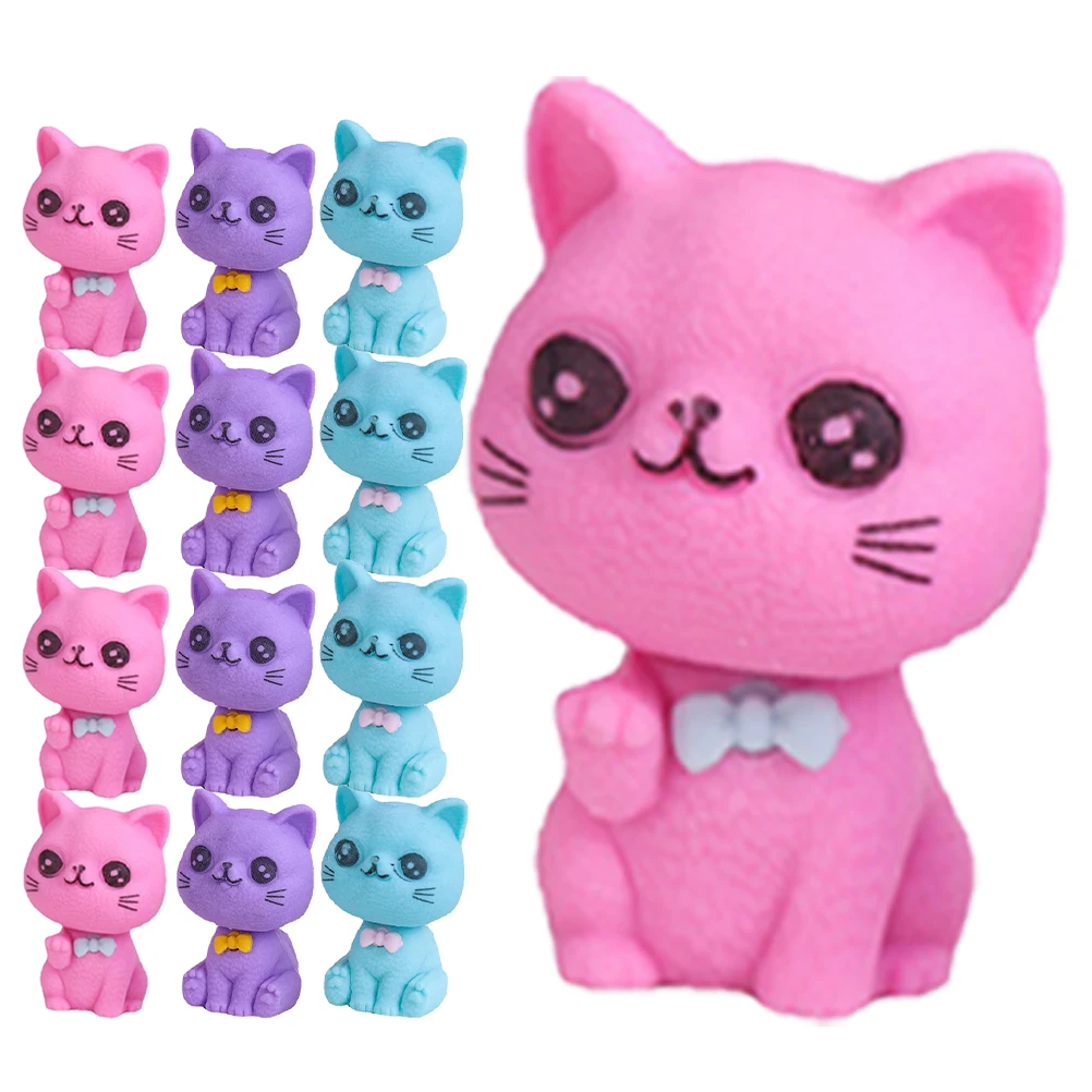 

48 Pcs Cartoon Cat Eraser Kawaii Erasers Classroom for Kids Creative Cute Toddler
