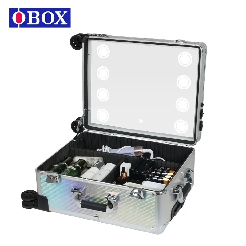 Obox Portable large-capacity tie rod universal wheel cosmetic case Professional follow-up storage Nail art tattoo embroidery cos