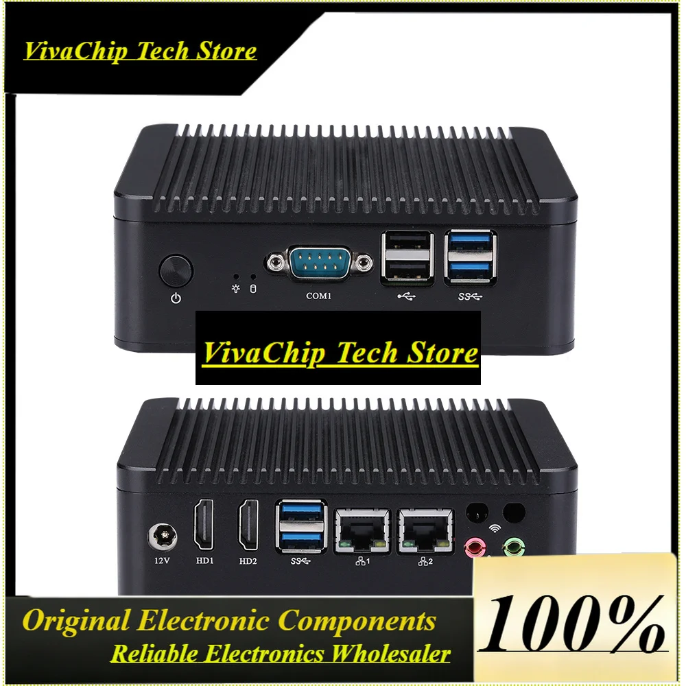ViVaSQotom Barebone Mini PC 7th Gen Intel Celeron/ Core I3 I5 I7 Processor Onboard Compact PC 2x LAN 2x HD 1 COM/ 4 COM Ports