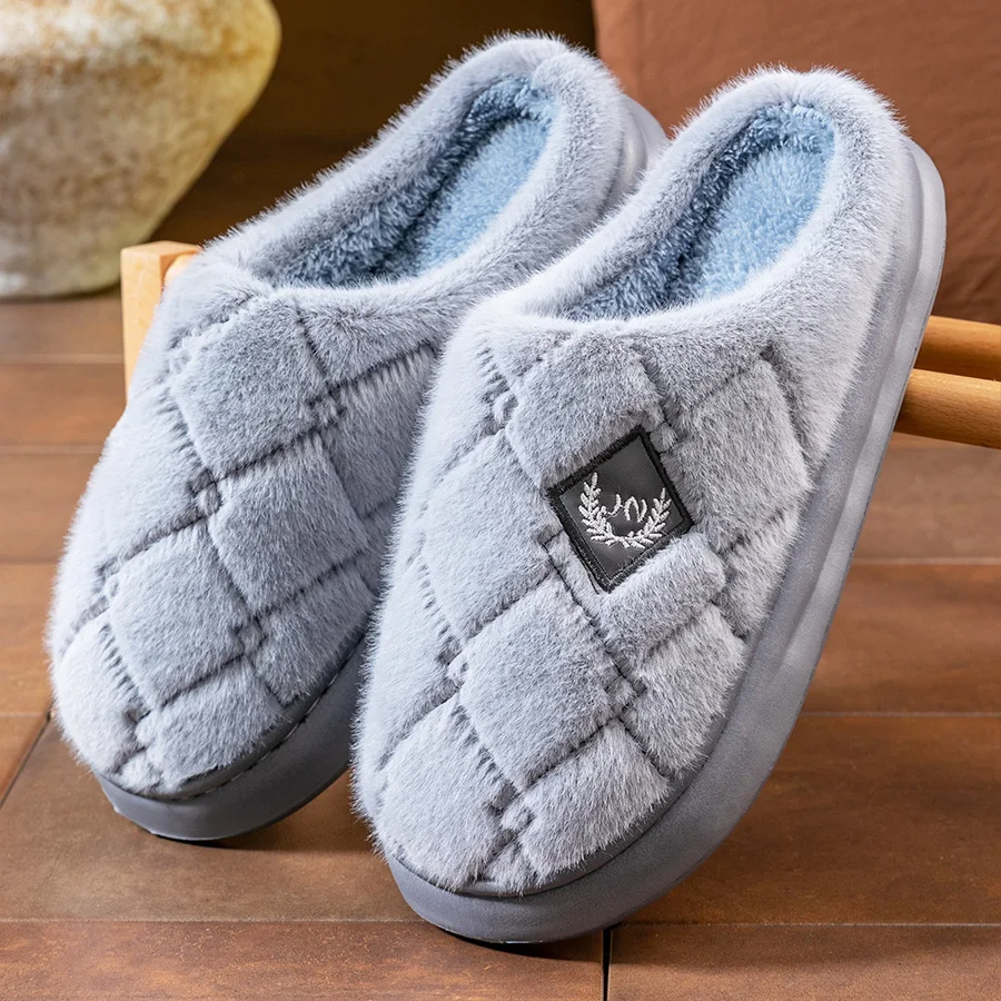 شباشب منصة من الفرو للرجال نعل EVA من إسفنج الذاكرة وسادة ناعمة دافئة مريحة للاستخدام الداخلي أحذية منزلية فاخرة عالية الجودة #3