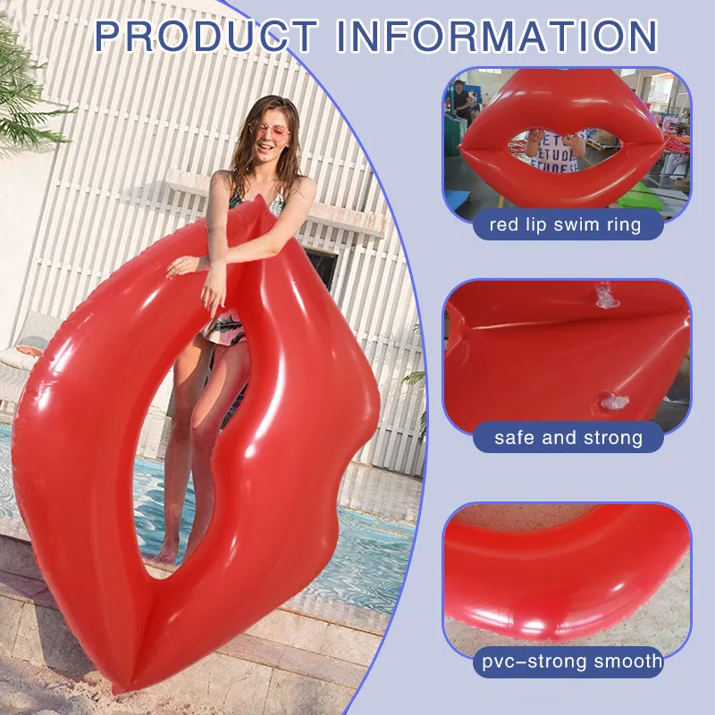 Red Lips Inflatable Swimming Pool Floating Deck Chair Swimming Ring Water Floating Bed Popular Shooting Bar Thick Lounge Chair