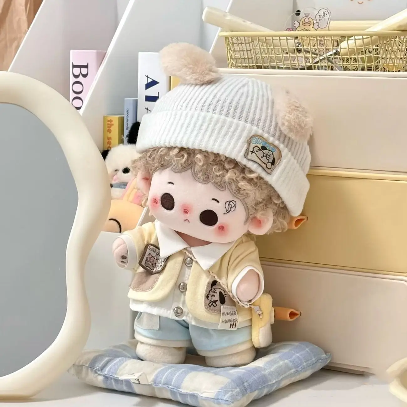 20cm Cotton Doll Clothes 5-Piece Set Cute Kawaii Plush Doll Outfit Hat Shirt Pants Backpack Shoes Replacement Costume