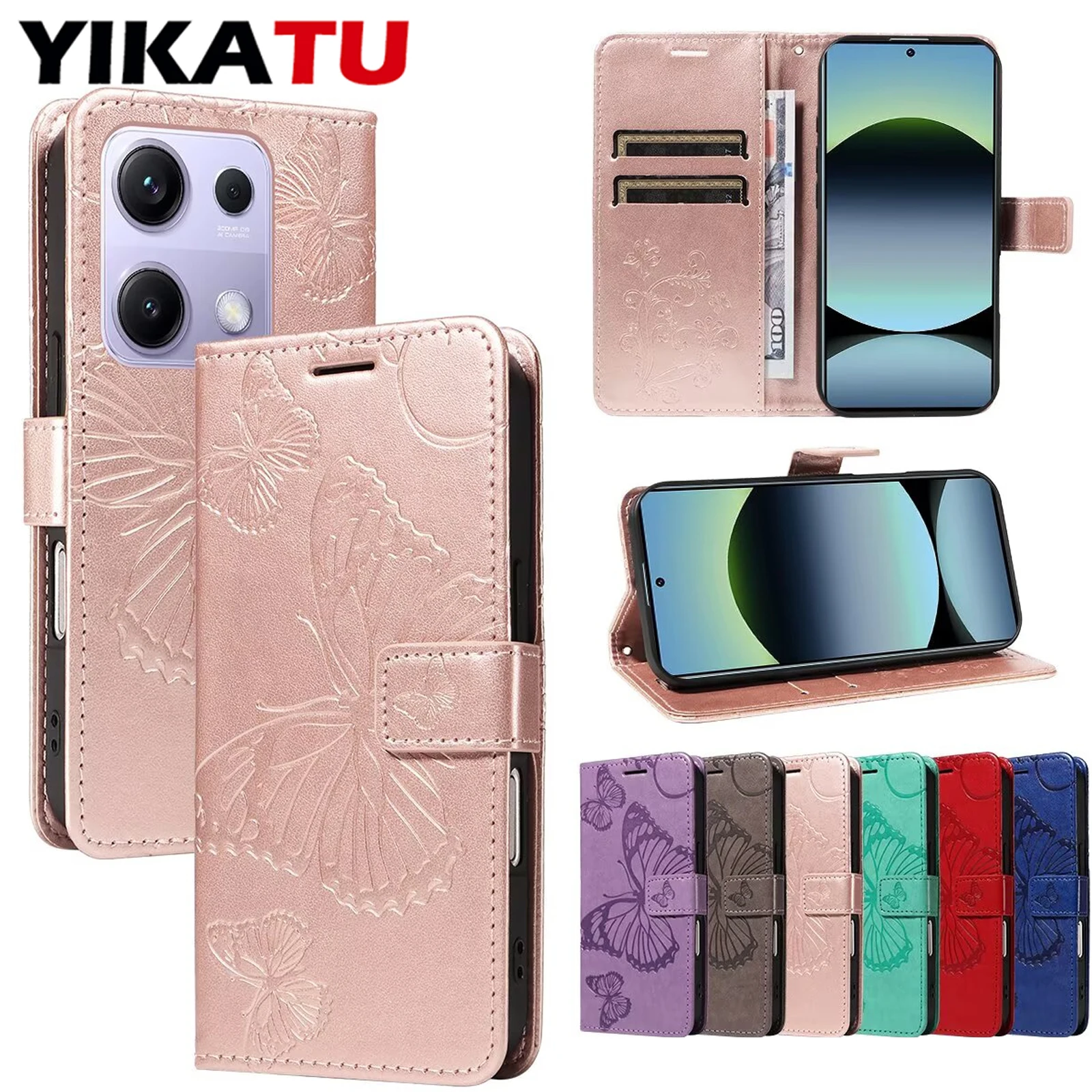 

For Xiaomi Redmi K70E K70 K60 Ultra K50i K80 K40S K40 Pro 5G 14C 13R 13C 13 12C 12 11A 4G K50 Gaming Wallet Leather Case