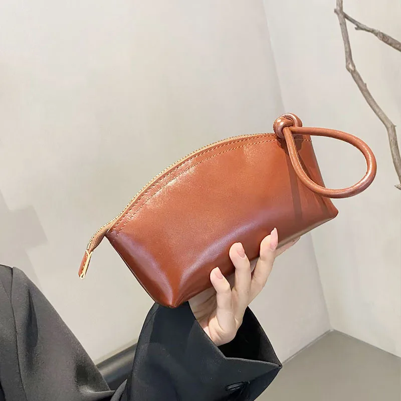 植物タンニンなめし革製のポータブルハンドバッグ、女性用多機能メイクアップバッグ、多層牛革使用