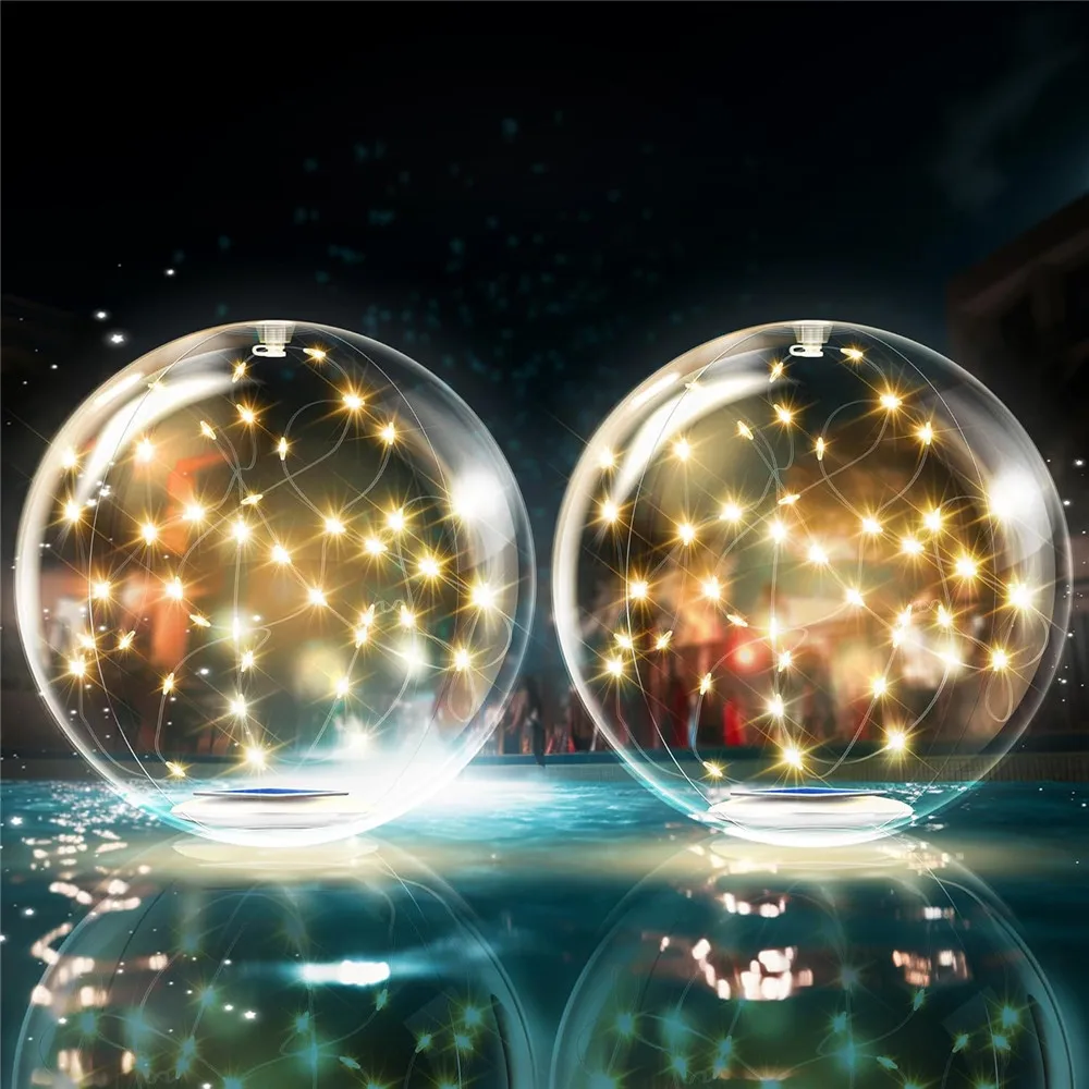 Solar Floating Pool Lights,IP68 Inflatable Glow Balls for Inground Pool,Christmas Decorations Outdoor Ornaments