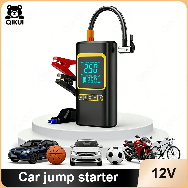 

Portable Car Jump Starter Power Bank with Air Compressor for Emergency Vehicle Starting and Tire Inflation for All Cars
