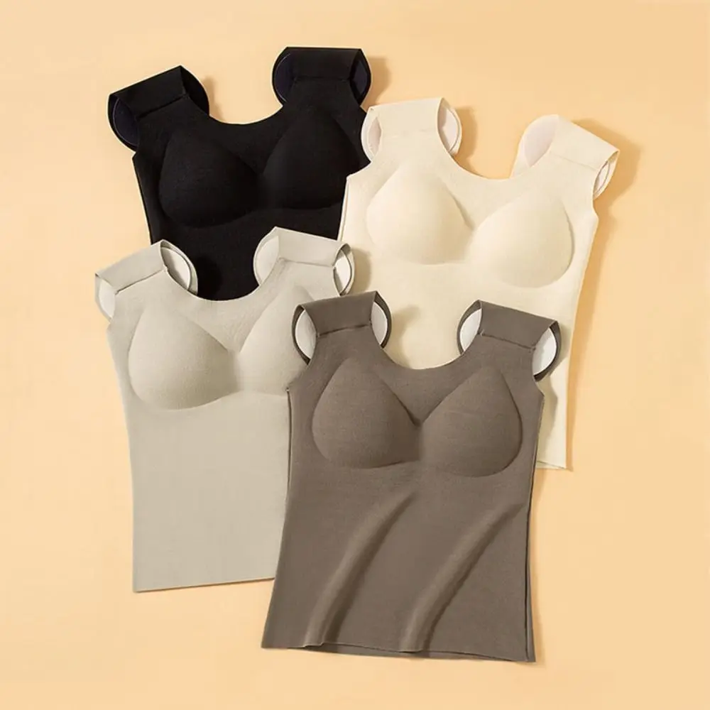 U-neck Right-angle Shoulder Vest Invisible Sleeveless Shoulder Pad Warm Vest Winter Autumn Seamless Underwear for Women