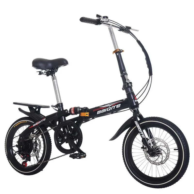 Folding Mountain Bike for ChildrenOne Wheel Variable Speed, Disc Brake Shock-Absorbing Bike, Male and Female Adult, 16 in, 20 in