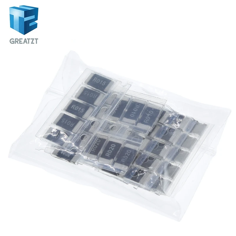 GREATZT 50PCS Alloy resistance 2512 Resistors Samples kit ,10 kindsX5pcs=50pcs R001 R002 R005 R008 R010 R015 R020 R025 R050 R100