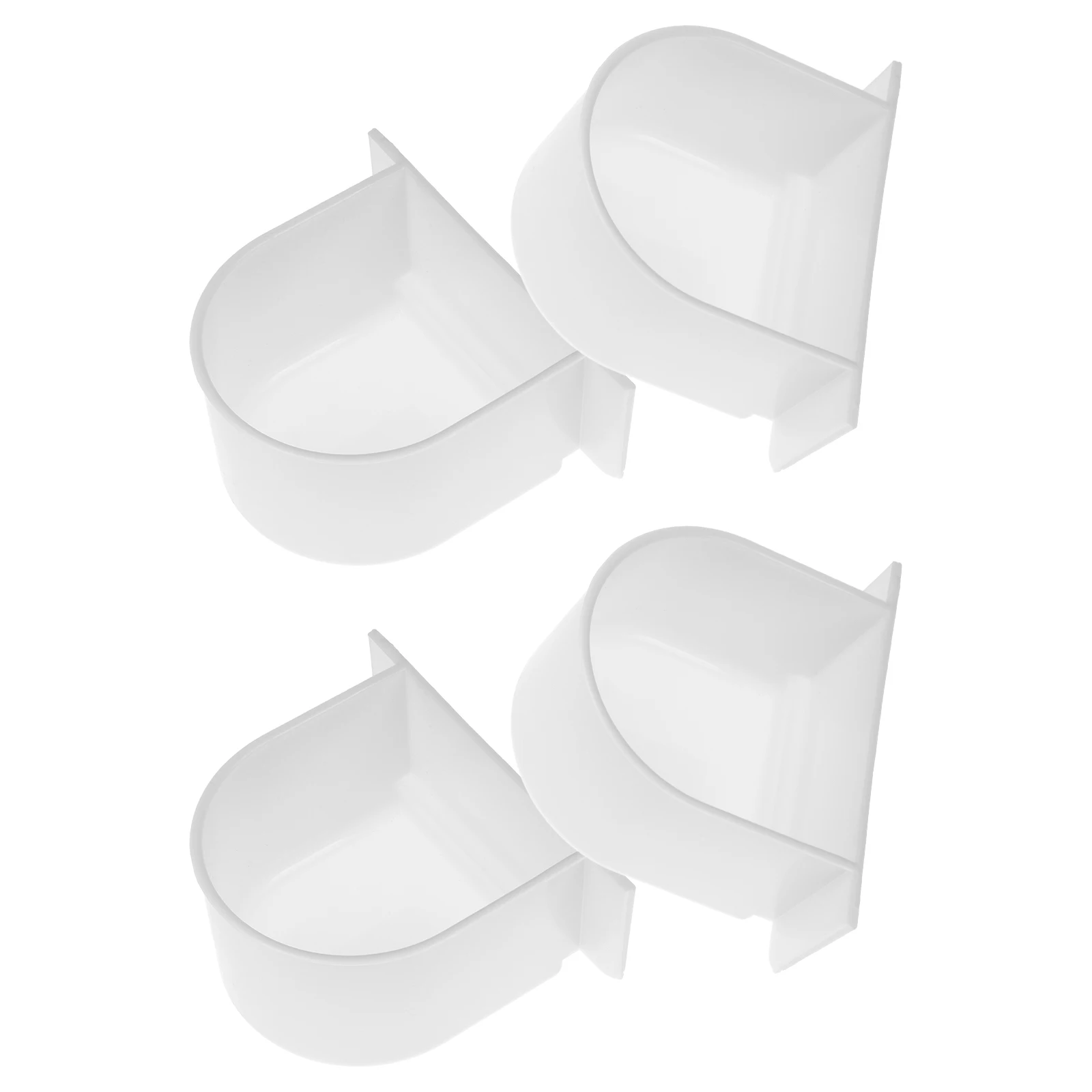 

HANABASS 4Pcs Semi Circle Bird Feeder Set Easy Install Plastic Food Water Container for Small Birds Cage Feeding