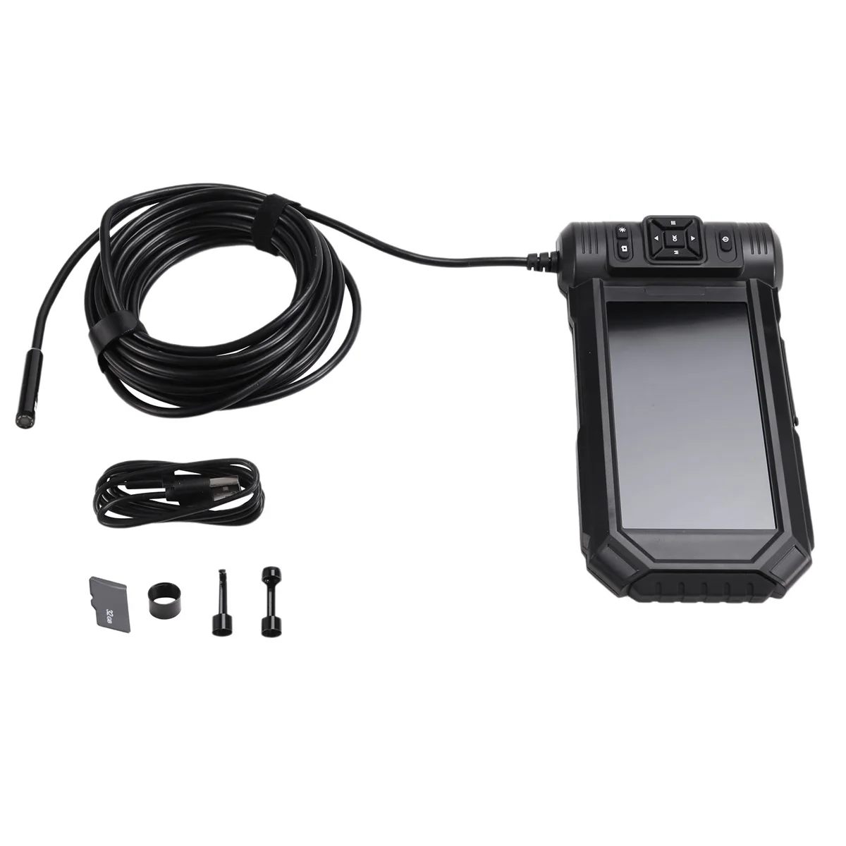 Endoscope Inspection Camera 5in IPS Screen Triple Lens Inspection Camera with Light 1080P HD Drain Camera with 32G Card