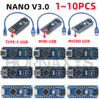 Promotion For arduino Nano V 3.0 Atmega328 Controller Compatible Board Module PCB Development Board MINI/TYPE-C/MICRO USB NANO