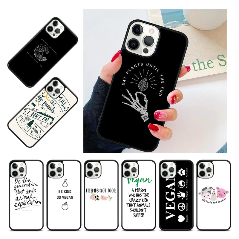 

Vegan Quote Phrase Veganism Phone Case Cover For iPhone 17 Air 15 16 14 13 12 Pro Max 11 Pro Max Plus Coque Shell