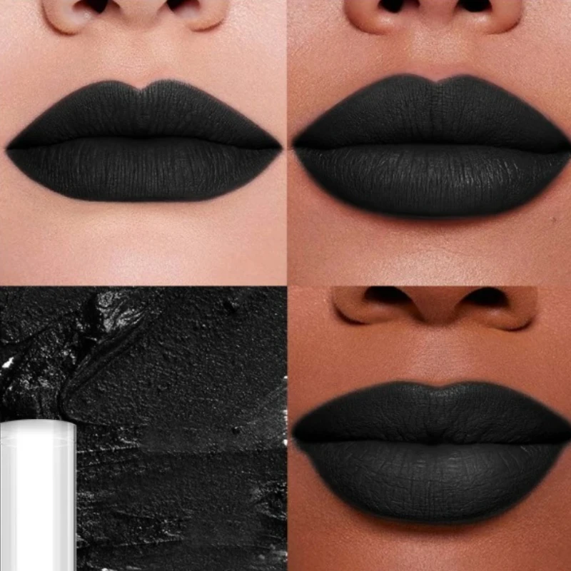 Punk Matte Black Liquid Lipstick Waterproof Long Lasting Party Lip Gloss Personality Velvet Nude Lip Tint Halloween Lips Makeup