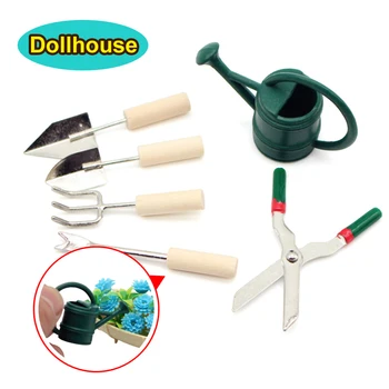 1/12 Dollhouse Simulation Watering Can Spade Scissors Set Dollhouse Miniature Gardening…