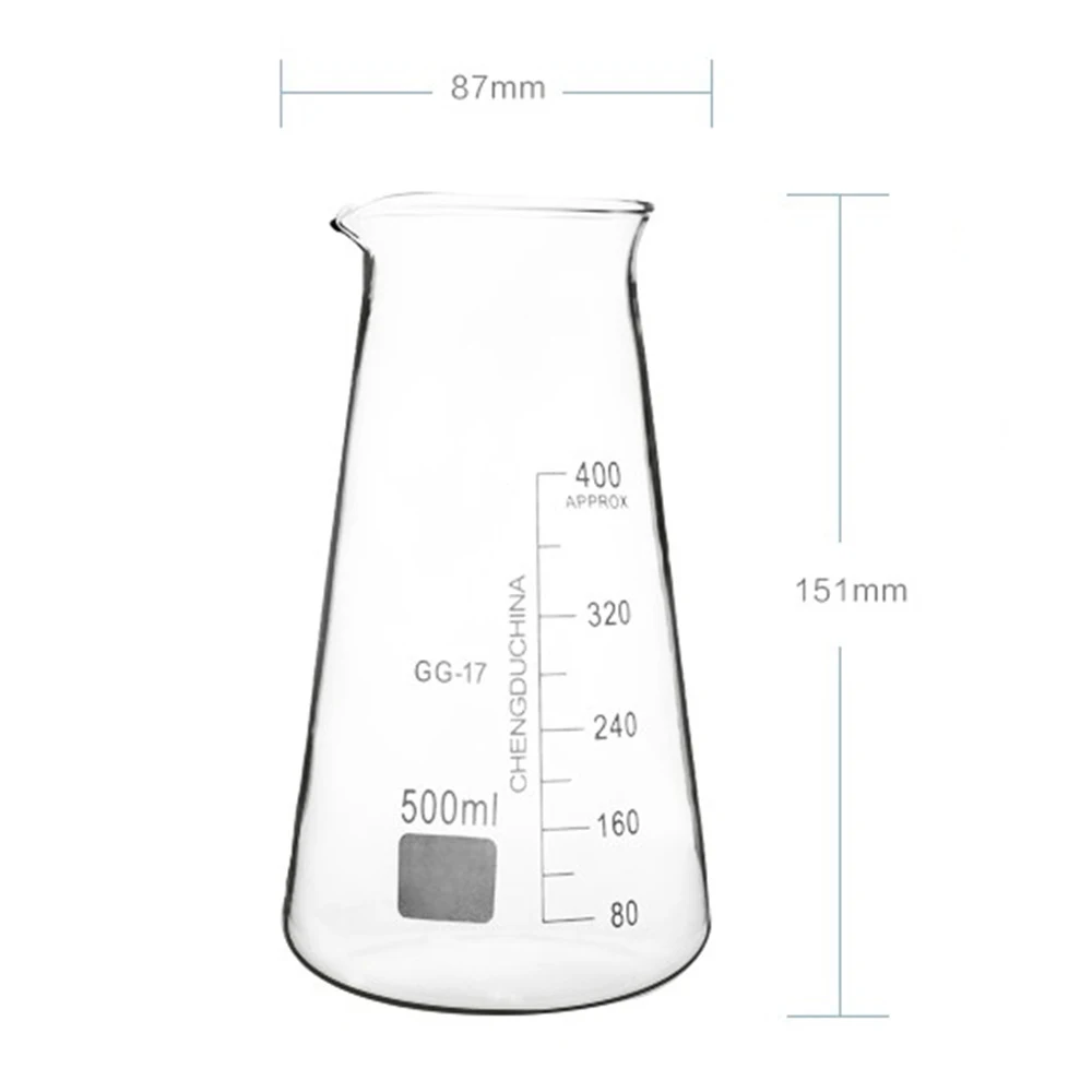 

500ml Conical Three-corner Beaker Chemistry Laboratory Borosilicate Triangle Transparent Glass Beaker with spout FREE SHIP