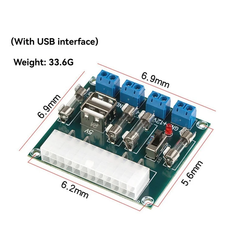 AU61-HU-M28W Modulo adattatore di alimentazione per computer scheda di alimentazione ATX 24Pin 5A Interfaccia USB per PC desktop con custodia