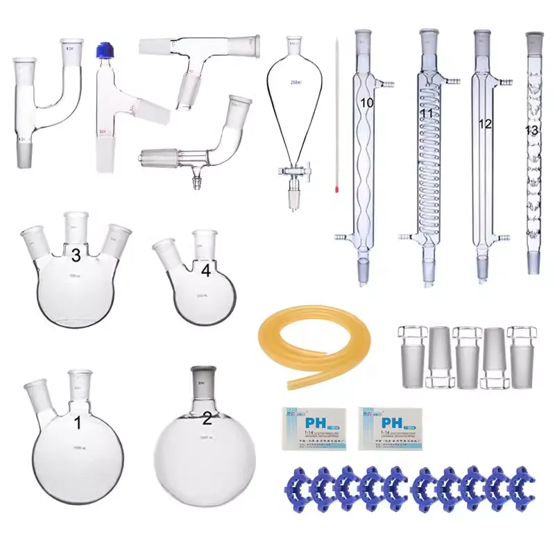 Lab Distillation Kit 32pcs Set Glassware Distillation Kit with 24/40 Joint 1000ml Essential Oil Distillation Apparatus kit