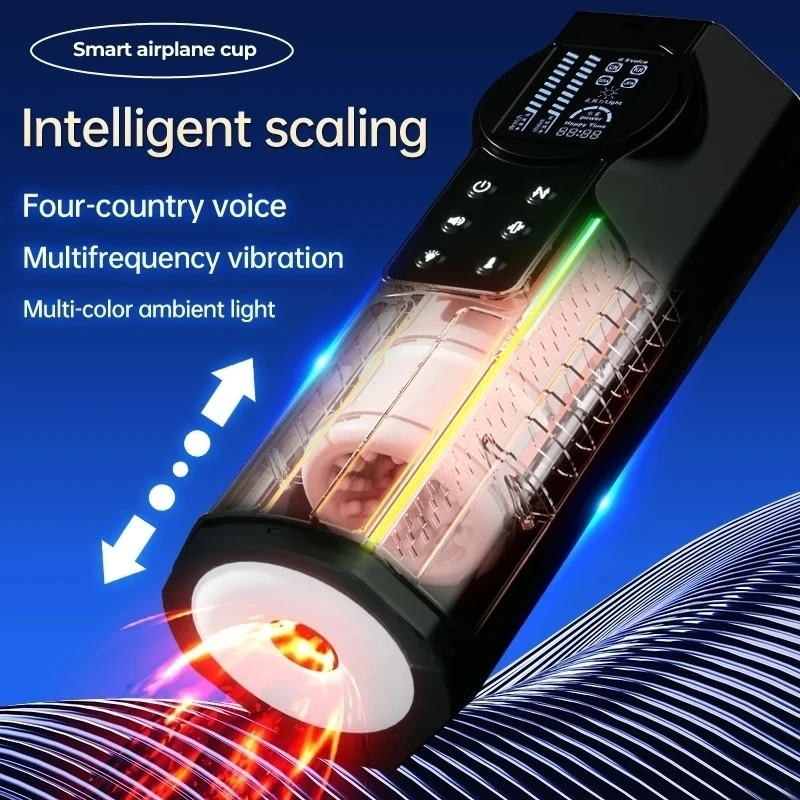 Intelligent Telescopic Vibration Counting With Large Digital Screen Octagonal Cage Masturbation Cup Sex Toys For Men Massage