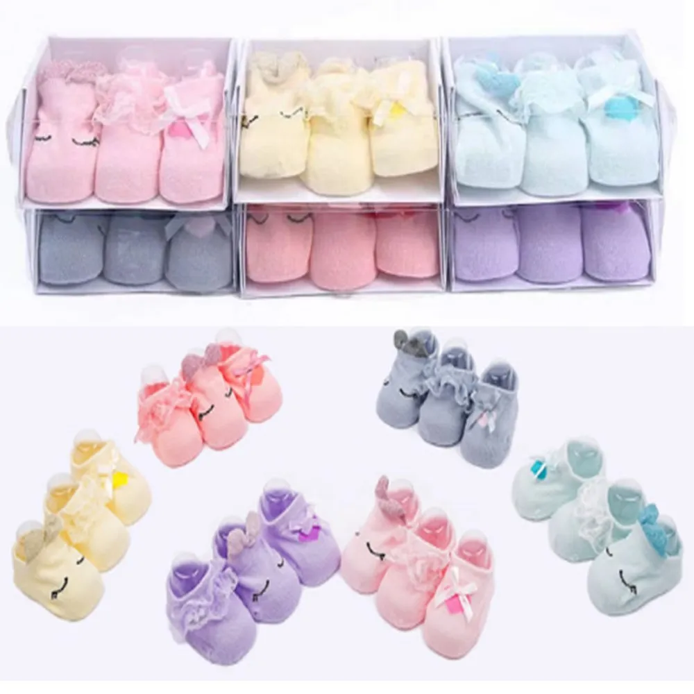 

Cartoon Baby Room Socks Combed Cotton Non-Slip Toddler Girl short Socks Sweet Bow Lace Baby Socks