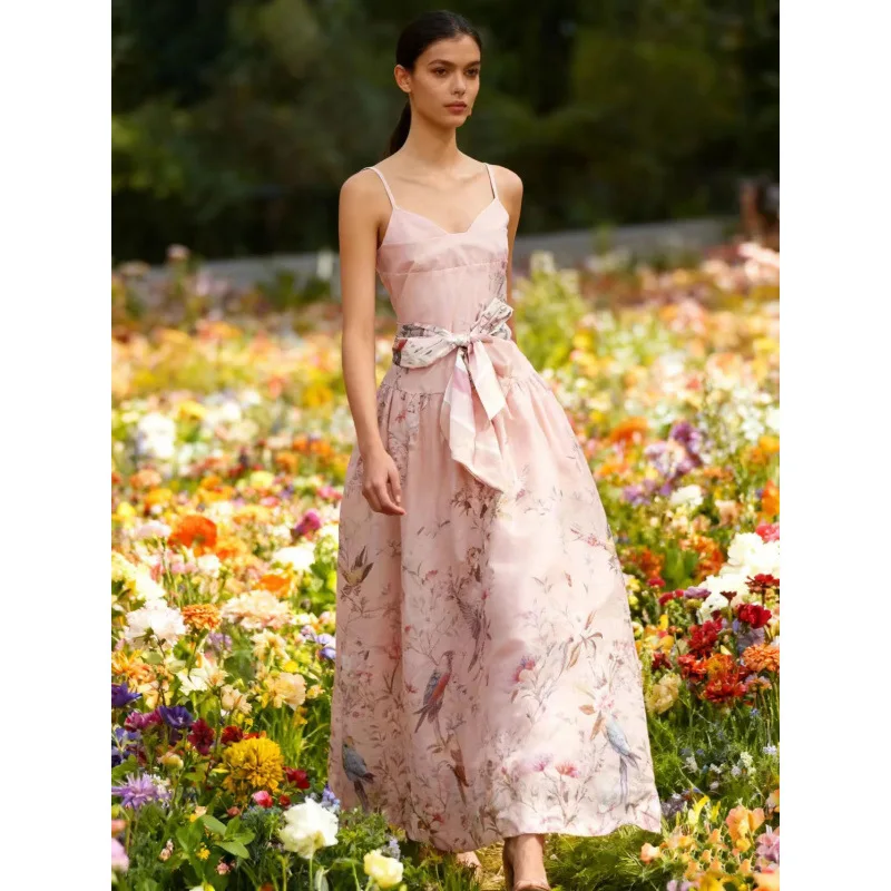 Puffy Dr Vaion Sle slim-fit jurk met hoge taille en print Fluwelen stof Svel verdikte zomer-lentejurk