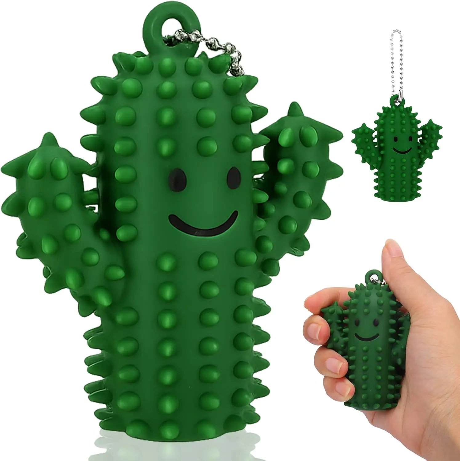 

Силиконовая игрушка-антистресс в форме кактуса для взрослых - сенсорный брелок для снятия стресса, зеленый необычный подарок