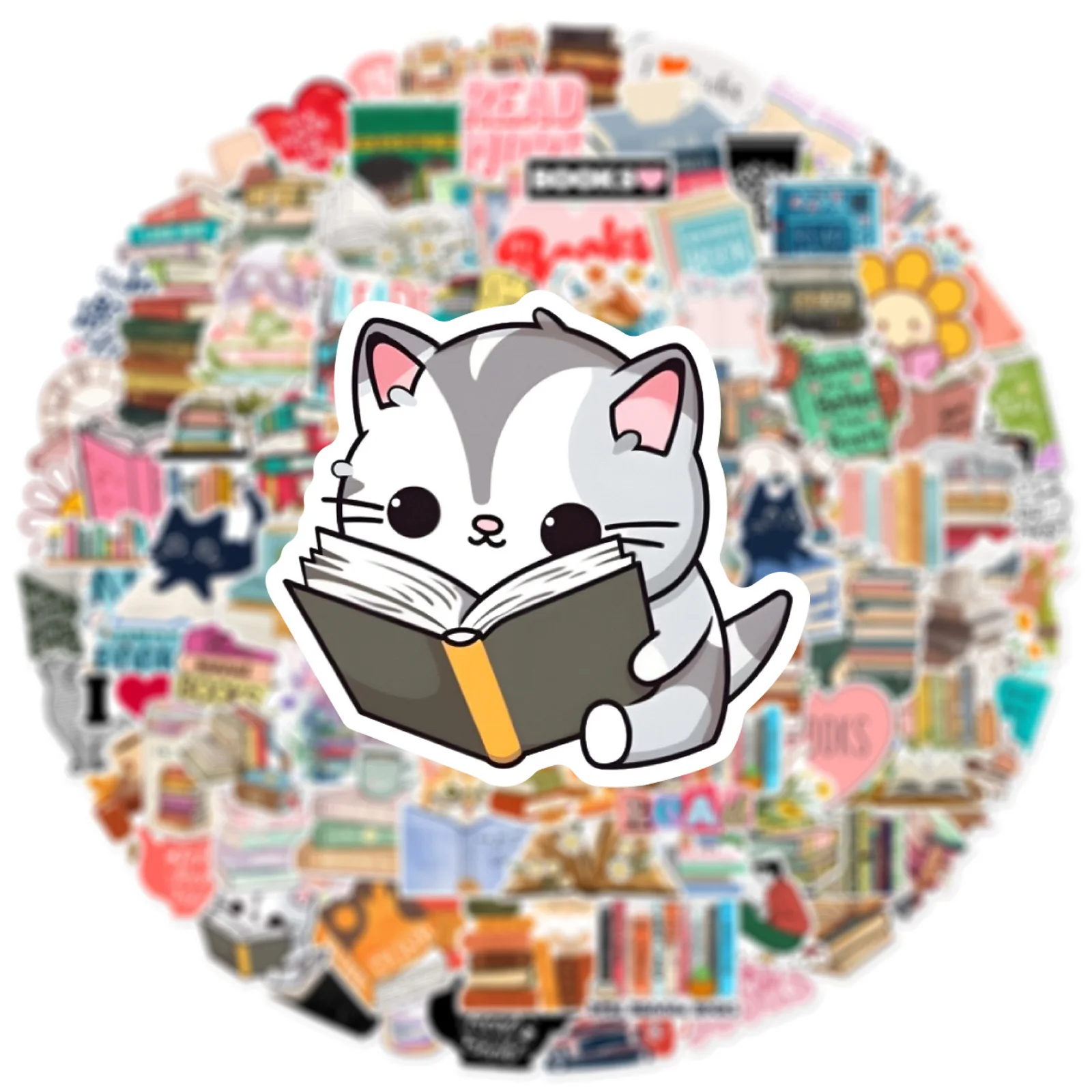 10/50/100pcs Cute Cartoon Reading Books Stickers For Student Toy DIY Notebook Laptop Skateboard Computer Luggage Sticker