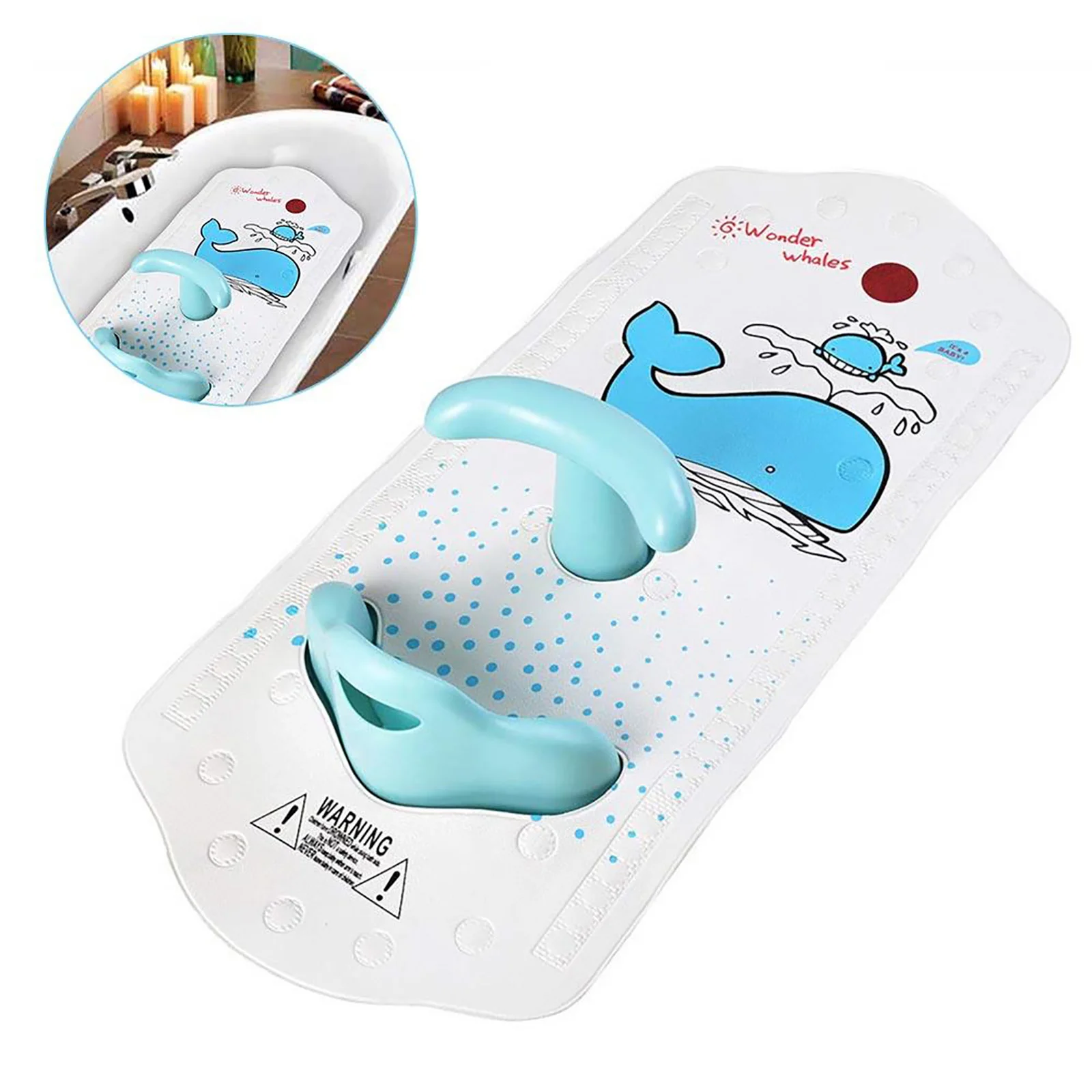 Baby Bath Mat with Baby Shower Seat Children Baby Bath Safety Seat with Non-slip Mat