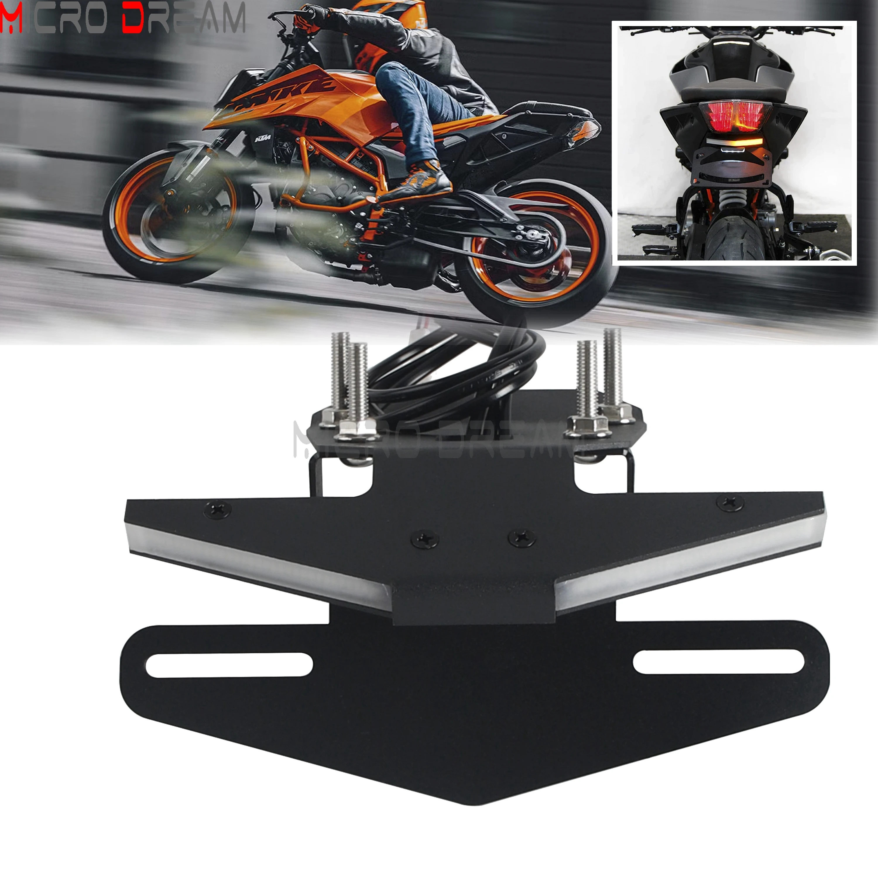 Motorcycle License Plate LED Turn Signal Light Tidy Fender Eliminator For 390 2024-2025 Motorbiek Rear Indicator Signal Lights