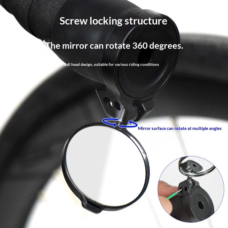 Bike Mini Rearview Mirror 360° Rotatable Adjustable Handlebar Grip Mount Wide Angle HD for MTB Road Bike E-Bike Scooter Cycling view 6