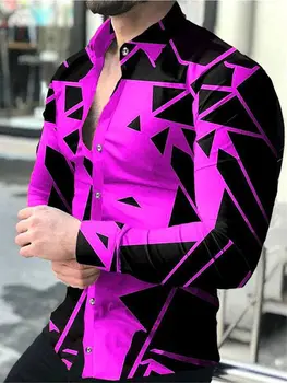 قمصان هاواي الأنيقة ذات اللون الأحمر المطرز قميص رجالي عصري بأكمام طويلة بلوزة صيفية للشاطئ ملابس الرجال